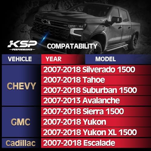 KSP 2-4" Upper Control Arms for Silverado Sierra 2007-2018, Adjuatable Steel Control Arm Compatible With Chevy GMC Avalanche Tahoe Yukon 2/4WD, Aftermarket UCA Replace Factory Cast Steel/Forged Arms