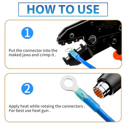 260Pcs Heat Shrink Wire Connectors Kit - Marine Automotive Electrical Connectors - Crimp Terminal Set for Electrical Wiring - Waterproof Fork Spade Ring Butt Connector Assortment