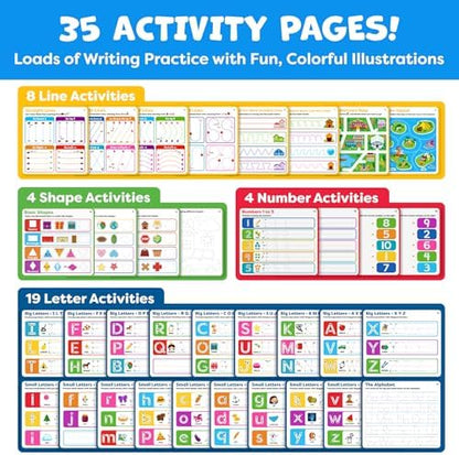 Preschool Learning Activities - Tracing Books for Kids Ages 3-5 - Toddler Handwriting Practice - Letter Tracing for Kids Preschool Kindergarten Workbooks 3-4, 4-5 - Learning Books - Back To School