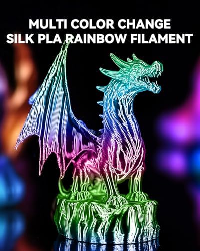SUNLU Silk Rainbow PLA Filament, Multicolor Silk 3D Printer Filament 1.75mm +/- 0.02mm, Fast Color Change Each 8 Meters, 330 Meters, 1kg/2.2lbs, Silk Rainbow Filament(Pink-Yellow-Blue-Green)