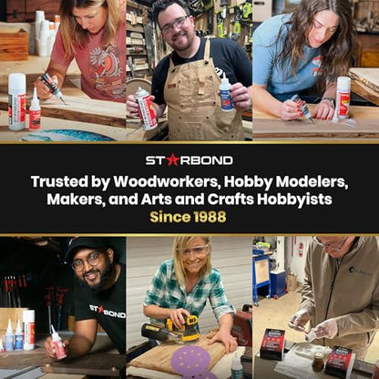 Starbond Super Fast Thin, Premium Instant CA (Cyanoacrylate Adhesive) Super Glue Plus Extra Cap and Microtips, (for Woodturning, Pen Turning, Hobby, Stabilizing, Finish, Inlay) (4 Ounce)