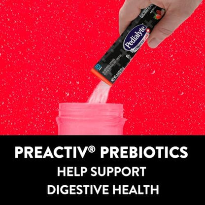 Pedialyte AdvancedCare Plus Electrolyte Powder, Has 33% More Electrolytes and PreActiv Prebiotics, Strawberry Freeze, 100 Powder Packet