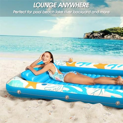 Inflatable Tanning Pool Lounger Float - Jasonwell 4 in 1 Sun Tan Tub Sunbathing Pool Lounge Raft Floatie Toys Water Filled Tanning Bed Mat Pad for Adult Blow Up Kiddie Pool Kids Ball Pit Pool