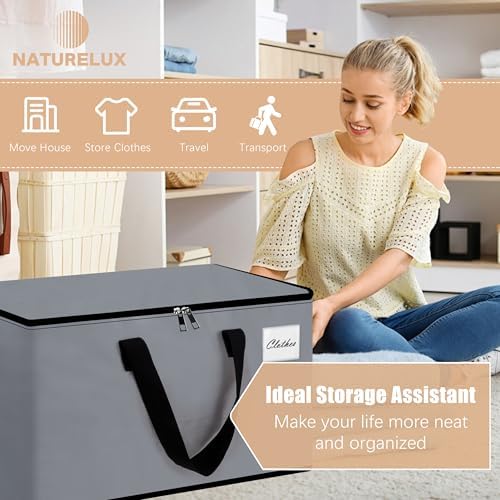 Heavy Duty Moving Bags - Extra Large Packing Bags and Storage Totes, Collapsible and Foldable Option for Moving and Storage, Multicolored, 93 L - 6 Pack