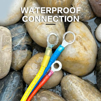 260Pcs Heat Shrink Wire Connectors Kit - Marine Automotive Electrical Connectors - Crimp Terminal Set for Electrical Wiring - Waterproof Fork Spade Ring Butt Connector Assortment