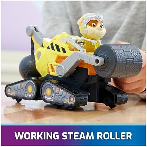 Paw Patrol: The Mighty Movie, Construction Toy Truck with Rubble Mighty Pups Action Figure, Lights and Sounds, Kids Toys for Boys & Girls 3+