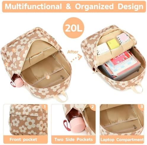 School Backpack for Teen Girls Bookbags Elementary High School Corduroy Laptop Bags Women Travel Daypacks