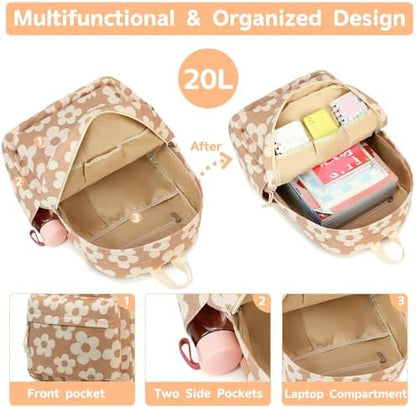School Backpack for Teen Girls Bookbags Elementary High School Corduroy Laptop Bags Women Travel Daypacks
