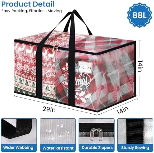 Clear Heavy Duty Extra Large Moving Supplies Storage Bags with Reinforced Handle and Double Zipper, Alternative to Moving Box (8 Packs)