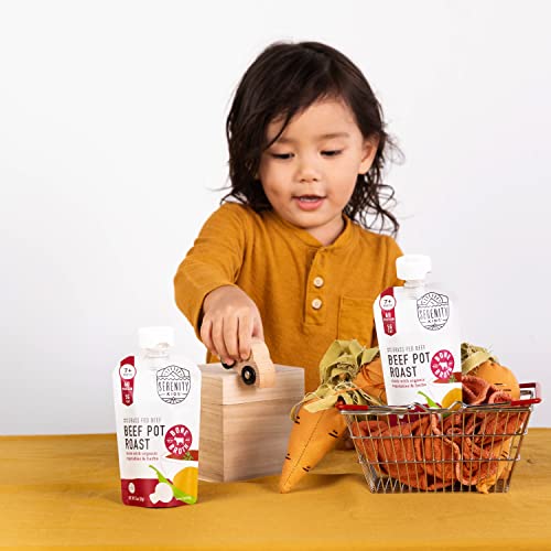 Serenity Kids 7+ Months Bone Broth Puree Made with Organic Veggies - BPA-Free Organic Baby Food Pouches with Veggies & Ethically Raised Meat - Clean Label Project Certified - 3.5 Oz, 6 Pack