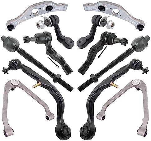 TRQ Front Steering & Suspension Kit Control Arm Control Arm with Ball Joint Sway Bar Stabilizer Link Tie Rod Compatible with 2005-2006 INFINITI G35