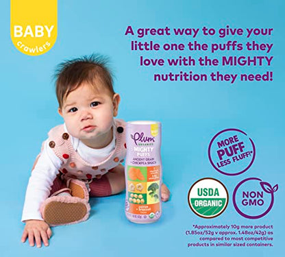 Plum Organics Mighty Puffs Organic Baby Food - Beet and Strawberry - 1.85 oz Canister (Pack of 6) - Ancient Grains and Chickpea Snacks