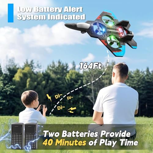 4DRC V32 Foam Remote Control Airplanes RC Planes for Kids Adults 8-16, RC Airplane Fighter Jet with Light, 360° Flip Fighter Jet Toys, Stunt Roll, Airplane Toy Gifts for Kids Boys