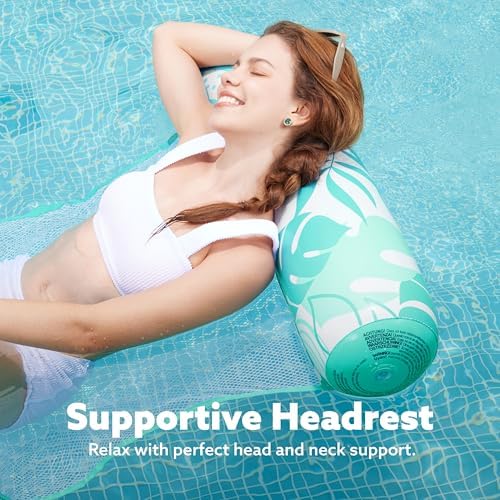 SLOOSH 2 Packs Hammock Pool Floats Adults, 4-in-1 Multi-Purpose Inflatable Pool Floats PVC Water Hammock Lounge Floaties