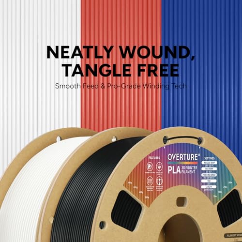 OVERTURE PLA Filament 1.75mm PLA 3D Printer Filament, 2kg Cardboard Spool (4.4lbs), Dimensional Accuracy +/- 0.03mm, Fit Most FDM Printer (Black & White)