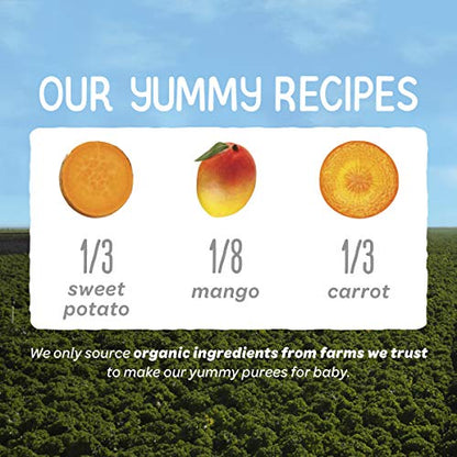 Happy Baby Organics Clearly Crafted Stage 2 Baby Food, Sweet Potatoes, Mangoes & Carrots, 4 Ounce Pouch (Pack of 16)