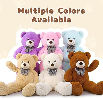MaoGoLan Giant White Teddy Bear Stuffed Animal 5 Feet,Soft Cuddly Smiling Face Big Teddy Bear Plush Gift for Boyfriend Girlfriend