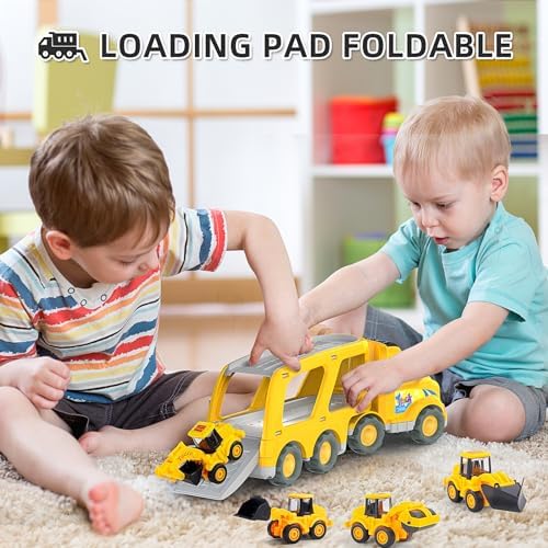 Veslier Construction Truck Toys for Boys Girls Age 1 2 3 4 5 6 Years Old，Carrier Transport Trucks for Kids 1-3 3-5 Year Old，Christmas Birthday Gift Toddler Toys.