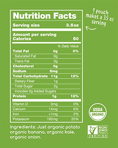 Amara Organic Baby Food - Stage 2 - Kale Potato - Baby Cereal to Mix With Breastmilk, Water or Baby Formula - Shelf Stable Baby Food Pouches Made from Organic Fruit and Veggies - 14 Pouches, 3.5oz Per Serving