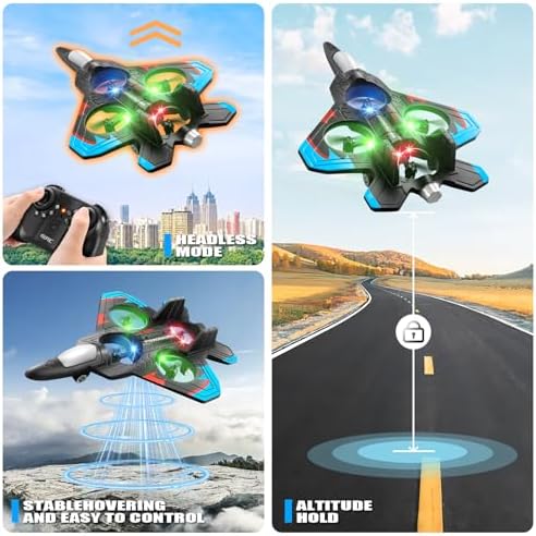 4DRC V32 Foam Remote Control Airplanes RC Planes for Kids Adults 8-16, RC Airplane Fighter Jet with Light, 360° Flip Fighter Jet Toys, Stunt Roll, Airplane Toy Gifts for Kids Boys