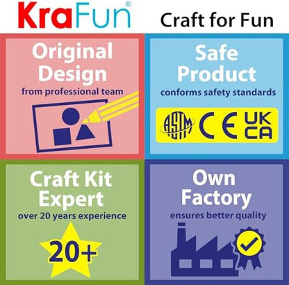 KRAFUN My First Sewing Kit for Beginner Kids Arts & Crafts, 7 Easy DIY Projects of Stuffed Animal Dolls and Plush Pillow Craft, Instructions & Felt, Gift for Girls, Boys, Learn to Sew, Embroidery