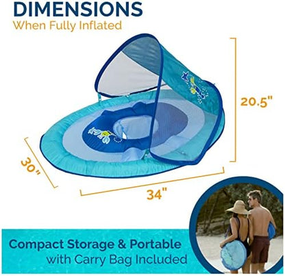 SwimWays Baby Spring Float with Adjustable Canopy and UPF Sun Protection, Blue Lobster