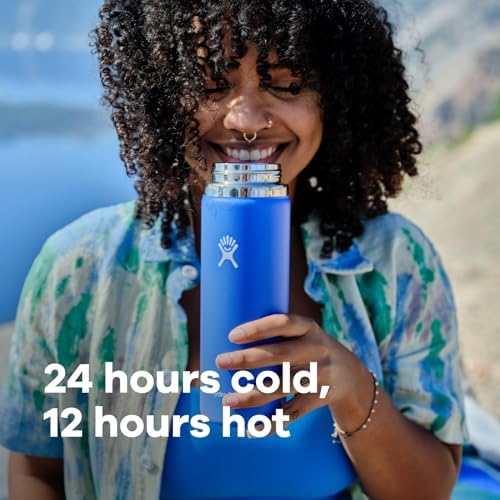Hydro Flask Water Bottle - Insulated Stainless Steel - Wide Mouth Flex Lid, Non Spill, Leakproof and Refillable in 20 Oz