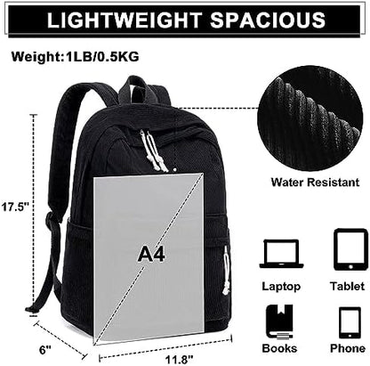 School Backpack for Teen Girls Bookbags Elementary High School Corduroy Laptop Bags Women Travel Daypacks