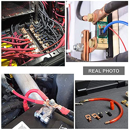 TKDMR 8pcs 4/0 AWG-3/8 Battery Lugs,Heavy Duty Wire Lugs,Ring Terminals,Battery Cable Ends,0 Guage terminals,Battery Terminal Connectors with 8pcs 3:1 Heat Shrink Tubing