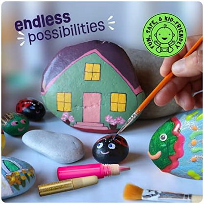 Dan&Darci Kids Rock Painting Kit - Glow in The Dark - Arts & Crafts Gifts for Boys and Girls Ages 6-12 - Craft Activities Kits - Creative Art Toys for 6, 7, 8, 9, 10, 11 & 12 Year Old Kid