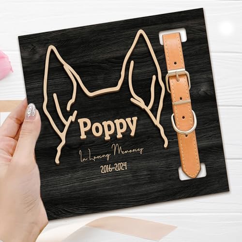 Personalized Pet Collar Frame Remembrance Sympathy Dog or Cat Keepsake Pet Picture Frame Memorial - Dog Memorial Frame Loss of Dog Gifts In Loving Memories Pet Lover MP45
