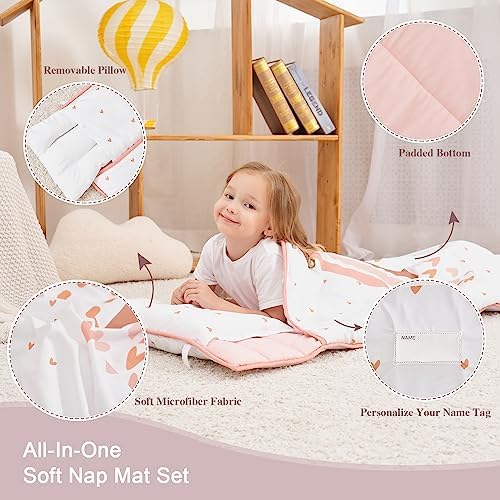 Extra Large Toddler Nap mat by Cokouchyi, Toddler Sleeping Bag with Removable Pillow, Measures 53 x 21 x 1.5 Inches, Sleeping Mat, Ideal for Daycare and Preschool Kindergarten