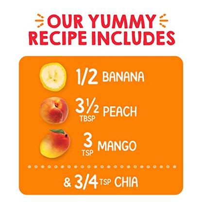 Happy Tot Organics Stage 4 Baby Food Pouches, Gluten Free, Vegan Snack, SuperFoods Fruit & Veggie Puree, Bananas, Peaches, Mangos & Chia, 4.22 Ounce (Pack of 16)