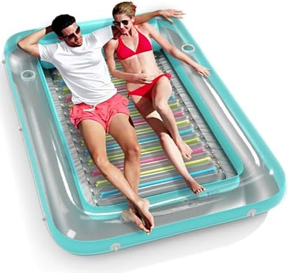 Inflatable Tanning Pool Lounger Float - Jasonwell 4 in 1 Sun Tan Tub Sunbathing Pool Lounge Raft Floatie Toys Water Filled Tanning Bed Mat Pad for Adult Blow Up Kiddie Pool Kids Ball Pit Pool (XL)