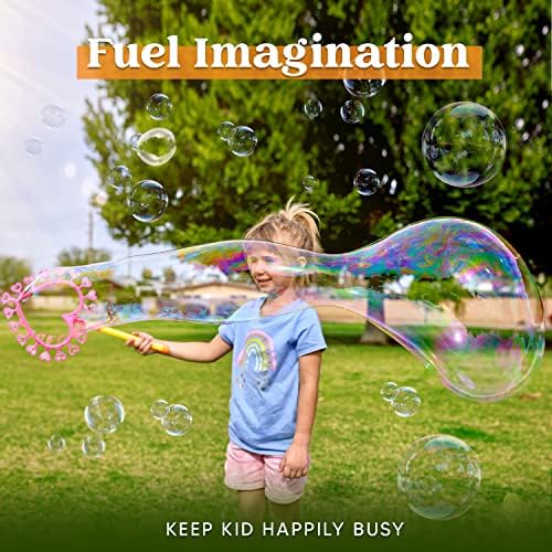 JOYIN Big Bubble Wands Set Bulk for Kids Summer Outdoor Toy Game Activity Party Favors, 18 Pcs Giant Bubble Maker with Tray, 12" Large, 6 Pcs Solution Suitable for All Age People