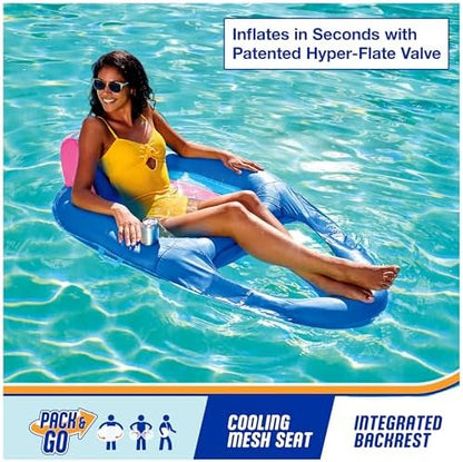SwimWays Spring Float Premium Recliner Pool Lounger, Inflatable Pool Floats Adult with Fast Inflation for Ages 15 & Up