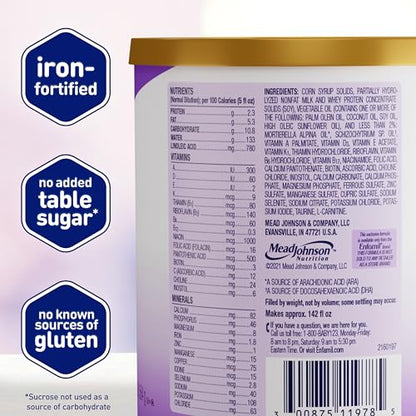 Enfamil Gentlease Baby Formula, Reduces Fussiness, Gas, Crying and Spit-up in 24 hours, DHA & Choline to support Brain development, Value Powder Can, 19.9 Oz