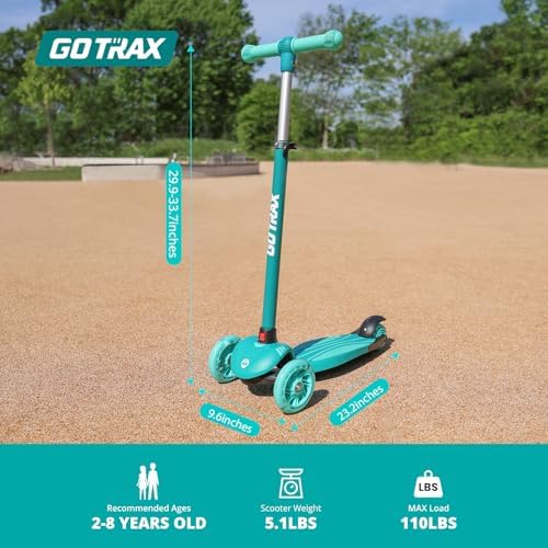 Gotrax KS1 Kids Kick Scooter, LED Lighted Wheels and 3 Adjustable Height Handlebars, Lean-to-Steer & Widen Anti-Slip Deck, 3 Wheel Scooter for Boys & Girls Ages 2-8 and up to 110 Lbs