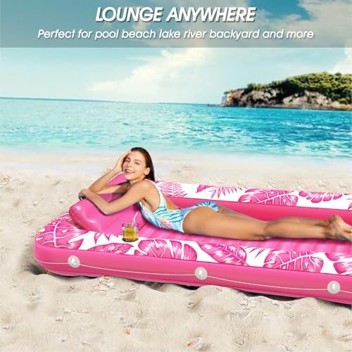 Inflatable Tanning Pool Lounger Float - Jasonwell 4 in 1 Sun Tan Tub Sunbathing Pool Lounge Raft Floatie Toys Water Filled Tanning Bed Mat Pad for Adult Blow Up Kiddie Pool Kids Ball Pit Pool