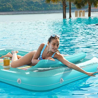 Jasonwell 4 in 1 Inflatable Tanning Pool Lounger Float - Sun Tan Tub Sunbathing Lounge Raft Floatie Toys Water Filled Bed Mat Pad for Adult Blow Up Kiddie Kids Ball Pit XXL