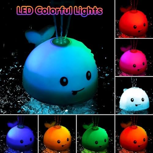 Baby Boy Bath Toys, Toddler Bath Toys for Kids Ages 1-3, Light Up Whale Bath Toy Sprinkler, Pool Water Table Infant Baby Toys 6-12-18 Months, Bathtub Fountain Toy Boys 1st Birthday 1 2 3 Gifts