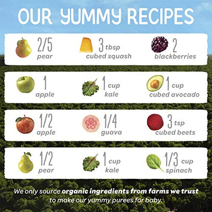 Happy Baby Organics Stage 2 Baby Food Pouches, Gluten Free, Vegan & Healthy Snack, Clearly Crafted Fruit & Veggie Puree, Fruit & Veggie Variety Pack, 4 Ounces (Pack of 16), Amazon Exclusive