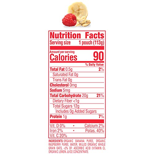 Happy Baby Organics Clearly Crafted Stage 2 Baby Food, Bananas, Raspberries & Oats (Pack of 16) & Happy Tot Organics Super Morning Stage 4, Apple Cinnamon, Yogurt, Oats Pack of 8)