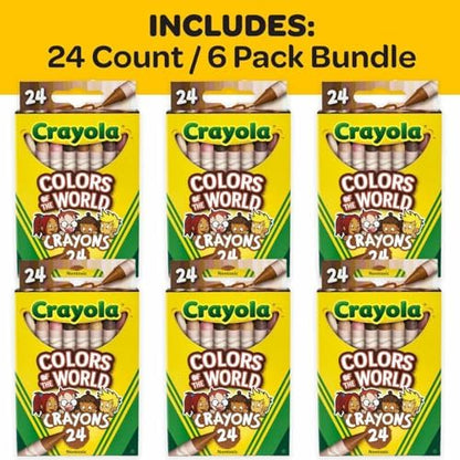 Crayola Bulk Crayon Set, Colors of The World, Multicultural Crayons, School Supplies, 6 Sets of 24 Colors