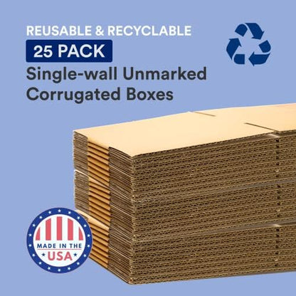 BOX USA 15 x 10 x 6 Corrugated Cardboard Boxes, Medium 15"L x 10"W x 6"H, Pack of 25 | Shipping, Packaging, Moving, Storage Box for Home or Business, Strong Wholesale Bulk Boxes