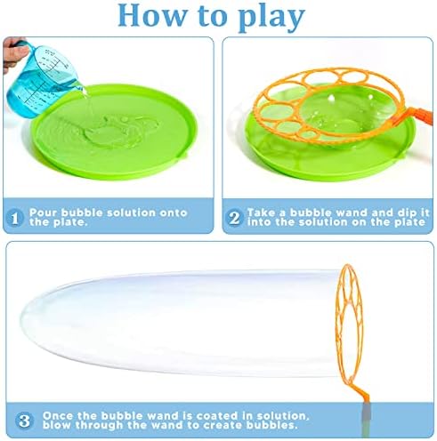 JOYIN Big Bubble Wands Set with with Tray, 21" Giant Bubble Wands Bulk for Kids, Summer, Outdoor Play Period & Birthday Party & Games, 6 Pcs Solution Suitable, Suitable for All Age People