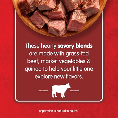 Happy Baby Organics Savory Blends Stage 3 Baby Food Puree, Grass Fed Beef, Market Vegetables & Quinoa Stew, 3.5 Ounce (Pack of 16)