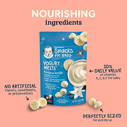 Gerber Yogurt Melts Freeze-Dried Yogurt Snacks, Strawberry/Mixed Berries, 1 oz. Pouch (Pack of 8)