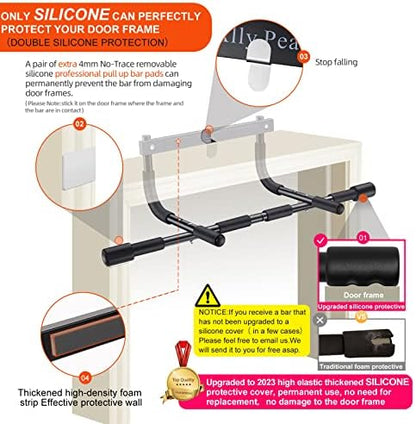 Ally Peaks Pull Up Bar for Doorway | Thickened Steel Max Limit 440 lbs Upper Body Fitness Workout Bar| Multi-Grip Strength for Doorway | Indoor Chin-Up Bar Fitness Trainer for Home Gym Portable