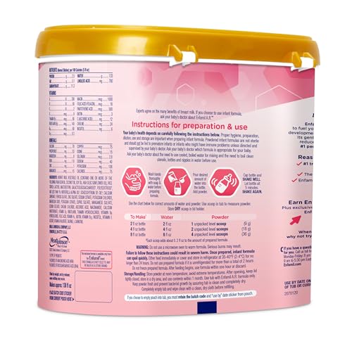 Enfamil A.R. Baby Formula, Added Rice Starch Formula to Reduce Reflux & Spit-Up, DHA for Brain Development, Probiotics to Support Digestive & Immune Health, Baby Milk, 19.5 Oz Tub, 4 Count